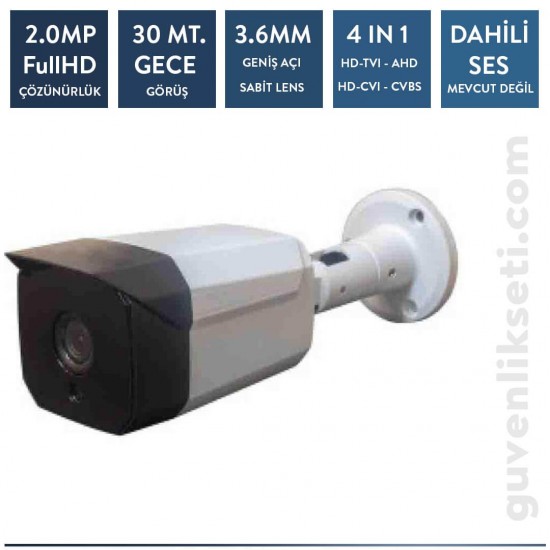 Techvision TC-8236H 2mp Metal Bullet Kamera (30mt Ir)